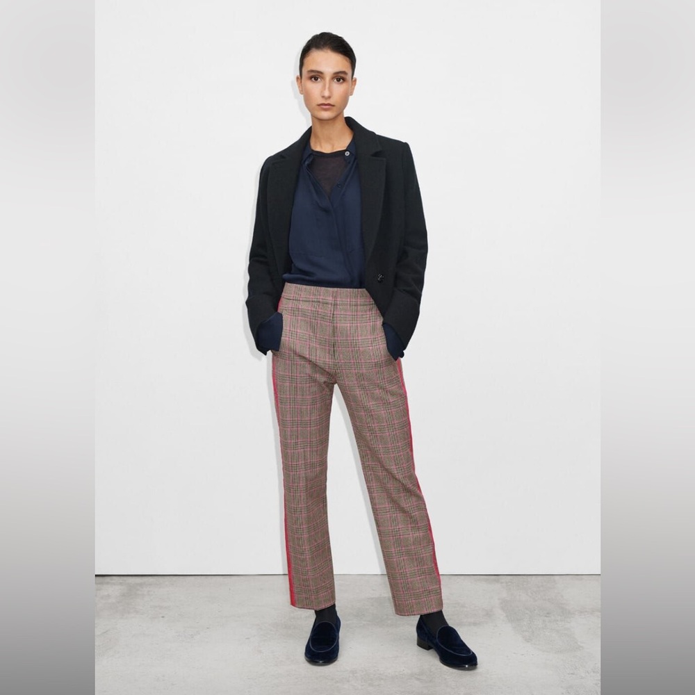 ME+EM Side Tape Tartan Pattern Trousers.